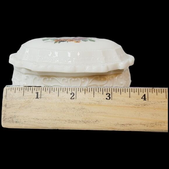 Vintage 1980s Floral Flowers Moriage Design Trinket Box - Picture 11 of 12